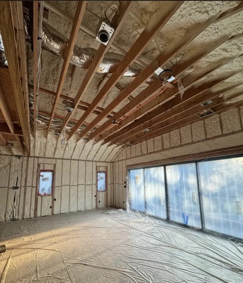 Interior walls and ceiling insulated with spray foam during new construction in Grantsville